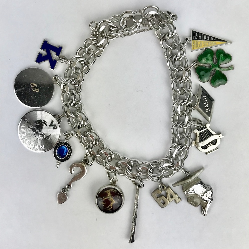 Vintage ELCO 925 Sterling Double 13 Charm Bracelet